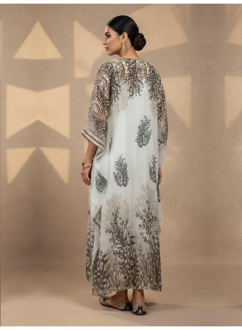 Alaya Hand Embroidered Chikankari Chiffon Kaftan-AL3851A